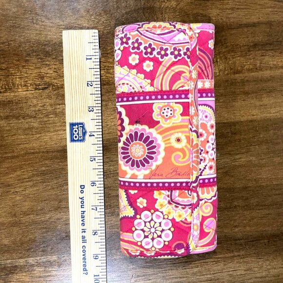 Vera Bradley Set Of 2 Wallets & Coin Pouch In Floral Quilted Cotton Pink & Yello - Picture 8 of 8